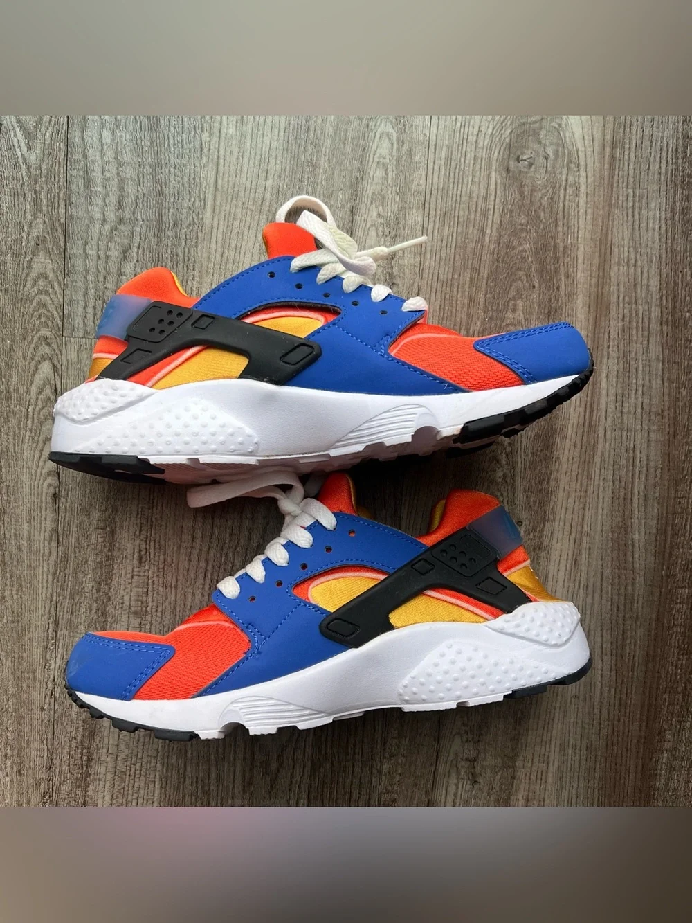 Nike Huarache Run Hyper Royal Blue Yellow Youth Size 6Y Excellent Condition